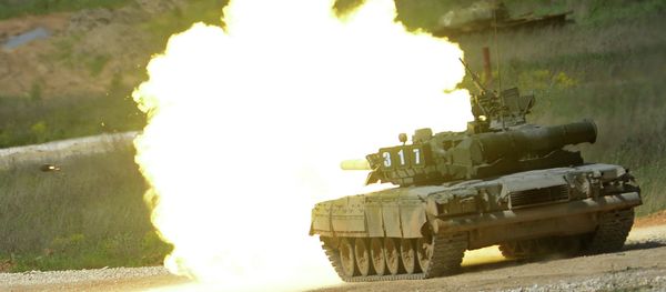 This file photo illustrates a T-80 tank during a demonstration program of Army-2015 International Military-Technical Forum - Sputnik International