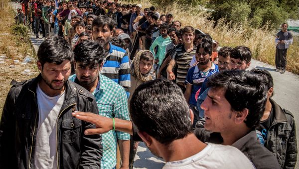 Refugees from Afghanistan are pictured on the island of Lesbos near Moria, Greece Refugees from Afghanistan are pictured on the island of Lesbos near Moria, Greece - Sputnik International