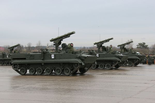 Khrizantema-S anti-tank missile systems at a parade rehearsal outside Moscow. - Sputnik International