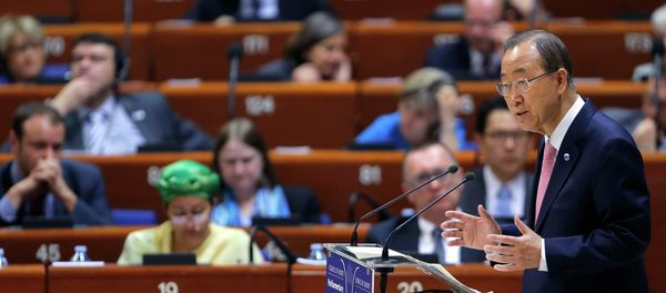 United Nations Secretary-General Ban Ki-moon addresses the Parliamentary Assembly of the Council of Europe in Strasbourg, France, June 23, 2015 United Nations Secretary-General Ban Ki-moon addresses the Parliamentary Assembly of the Council of Europe in Strasbourg, France, June 23, 2015 - Sputnik International