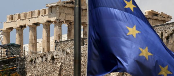 A European Union flag flutters before the temple of Parthenon at the Acropolis hill in Athens, Greece A European Union flag flutters before the temple of Parthenon at the Acropolis hill in Athens, Greece - Sputnik International