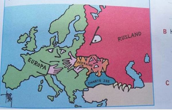 A school textbook in the Netherlands depicts Russia as a monster, tearing apart Ukraine with its sharp claws and teeth. - Sputnik International