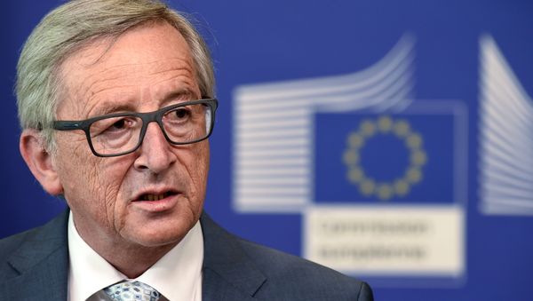 European Commission President Jean-Claude Juncker speaks during a joint press conference with NATO Secretary General after a meeting on June 16, 2015 at EU headquarters in Brussels. European Commission President Jean-Claude Juncker speaks during a joint press conference with NATO Secretary General after a meeting on June 16, 2015 at EU headquarters in Brussels. - Sputnik International