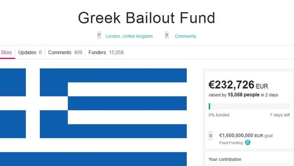 Thom Feeney, originally from York but currently residing in London, has had enough. He came up with the amusing idea of letting Europeans sort the Greek crisis out by crowdfunding and subsequently paying off the entire amount of the Greek government's debt — that is no less than €1.6 billion ($1.8 billion). - Sputnik International