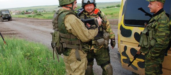 A battalion reconnaissance unit of the Donestsk People's Republic's armed forces photographed near the village of Shirokino A battalion reconnaissance unit of the Donestsk People's Republic's armed forces photographed near the village of Shirokino - Sputnik International