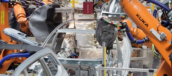 Robots weld a car body at the plant of the German car manufacturer Volkswagen Sachsen in Germany, Monday, Jan. 26, 2015 Robots weld a car body at the plant of the German car manufacturer Volkswagen Sachsen in Germany, Monday, Jan. 26, 2015 - Sputnik International