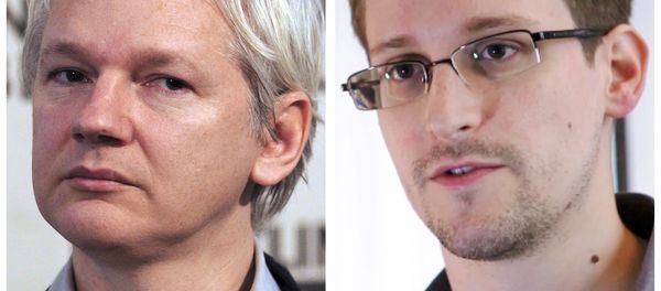 A combination made on July 3, 2013 shows a file picture of WikiLeaks founder Julian Assange (L) taken on June 7, 2013 in London and a still frame grab recorded on June 6, 2013 in Hong Kong of former US agent of the National Security Agency, Edward Snowden A combination made on July 3, 2013 shows a file picture of WikiLeaks founder Julian Assange (L) taken on June 7, 2013 in London and a still frame grab recorded on June 6, 2013 in Hong Kong of former US agent of the National Security Agency, Edward Snowden - Sputnik International