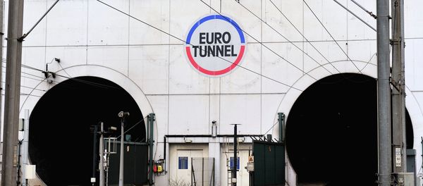 A picture taken on February 10, 2014 near Coquelles, northern France, shows the entrance of the Eurotunnel - Sputnik International