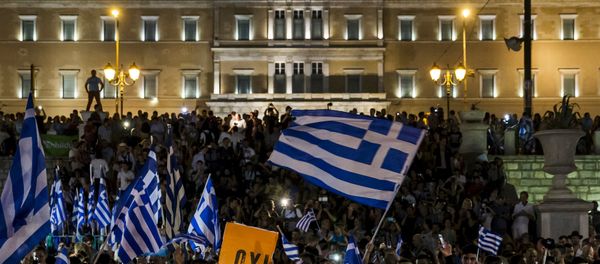 No supporters celebrate referendum results on a street in central in Athens, Greece July 5, 2015 No supporters celebrate referendum results on a street in central in Athens, Greece July 5, 2015 - Sputnik International