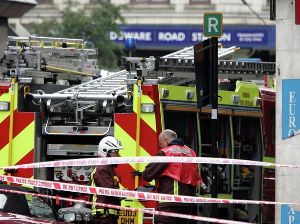 The scenes at Edgware Road Tube Station in London following an explosion, Thursday July 7, 2005. An explosion destroyed a double-decker bus in central London during rush hour Thursday, police said.  - Sputnik International