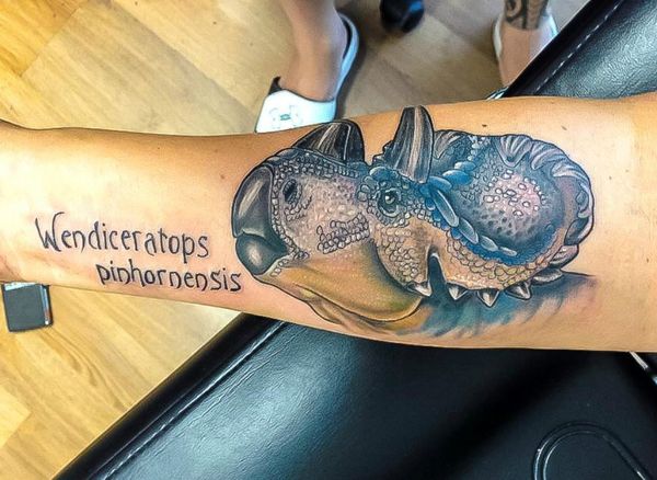 Wendiceratops' namesake, Wendy Sloboda, shared a pic of her recent tattoo celebrating this new dino's discovery! Wendiceratops' namesake, Wendy Sloboda, shared a pic of her recent tattoo celebrating this new dino's discovery! - Sputnik International