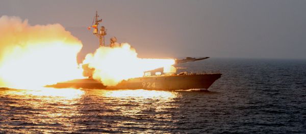 A Moskit supersonic anti-ship missile is launched from a missile boat during a training exercise for guard missile boats and artillery exercises held in the Sea of Japan A Moskit supersonic anti-ship missile is launched from a missile boat during a training exercise for guard missile boats and artillery exercises held in the Sea of Japan - Sputnik International