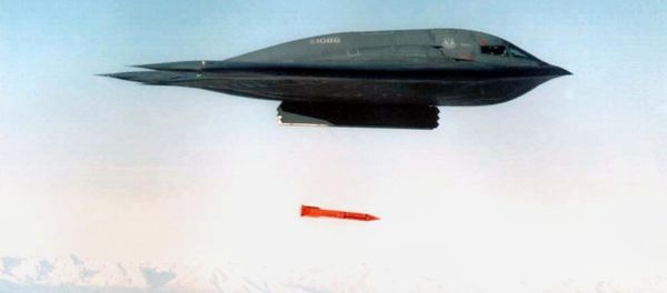 An undated file picture shows a B-2 Spirit Bomber droping a B61-11 bomb casing from an undisclosed location - Sputnik International