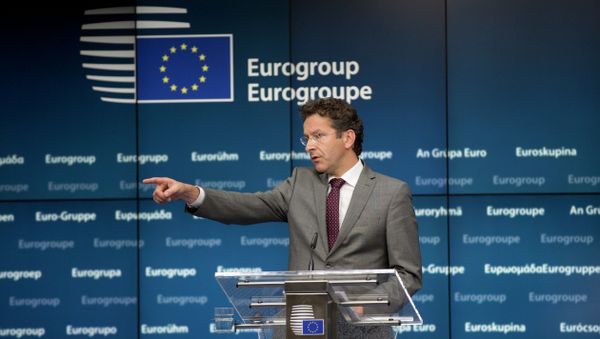 Dutch Finance Minister and chair of the eurogroup Jeroen Dijsselbloem speaks during a media conference after a meeting of eurogroup finance ministers in Brussels on Saturday, June 27, 2015 Dutch Finance Minister and chair of the eurogroup Jeroen Dijsselbloem speaks during a media conference after a meeting of eurogroup finance ministers in Brussels on Saturday, June 27, 2015 - Sputnik International