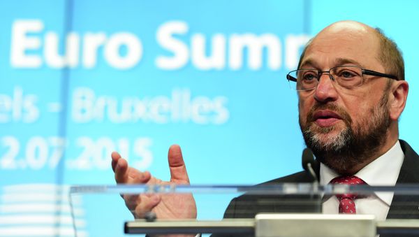 European Parliament President Martin Schulz addresses a press conference during a summit of Eurozone heads of state in Brussel on July 12, 2015 European Parliament President Martin Schulz addresses a press conference during a summit of Eurozone heads of state in Brussel on July 12, 2015 - Sputnik International