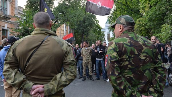 Ukrainian President Petro Poroshenko should be worried, as things are getting hot on the streets of Kiev amid the standoff between the Ukrainian government and the Neo-Nazi radical group Right Sector. Ukrainian President Petro Poroshenko should be worried, as things are getting hot on the streets of Kiev amid the standoff between the Ukrainian government and the Neo-Nazi radical group Right Sector. - Sputnik International