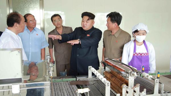 North Korean leader Kim Jong Un visits the Pyongyang Taegyong Laver Processing Factory, in this undated photo released by North Korea's Korean Central News Agency (KCNA) in Pyongyang on July 11, 2015 North Korean leader Kim Jong Un visits the Pyongyang Taegyong Laver Processing Factory, in this undated photo released by North Korea's Korean Central News Agency (KCNA) in Pyongyang on July 11, 2015 - Sputnik International