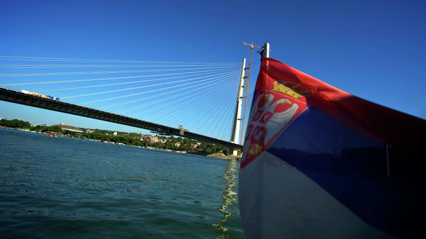 View of the new Sava River Bridge in Belgrade near the Ada Ciganlija river island connecting on August 8, 2011, the river banks of Belgrade and New Belgrade - Sputnik International