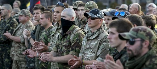 Members of the far-right radical group Right Sector and their supporters attend an anti-government rally in Kiev, Ukraine, July 21, 2015 Members of the far-right radical group Right Sector and their supporters attend an anti-government rally in Kiev, Ukraine, July 21, 2015 - Sputnik International