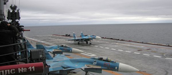 The Su-33s are seen aboard the Admiral Kuznetsov aircraft-carrying heavy cruiser. file photo. The Su-33s are seen aboard the Admiral Kuznetsov aircraft-carrying heavy cruiser. file photo. - Sputnik International