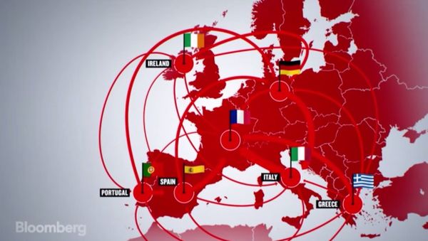 Map from Bloomberg's 'The European Debt Crisis Visualized', showing eastern Latvia delineated in white. Northeastern Bulgaria appears to have shared the same fate. Map from Bloomberg's 'The European Debt Crisis Visualized', showing eastern Latvia delineated in white. Northeastern Bulgaria appears to have shared the same fate. - Sputnik International