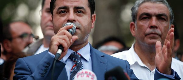 Co-chairman of the pro-Kurdish Peoples' Democracy Party Selahattin Demirtas speaks in Suruc, Turkey, Tuesday, July 21, 2015 - Sputnik International