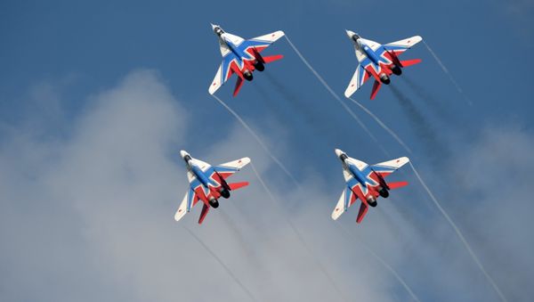MiG-29 fighter planes of the Swifts aerobatic team - Sputnik International