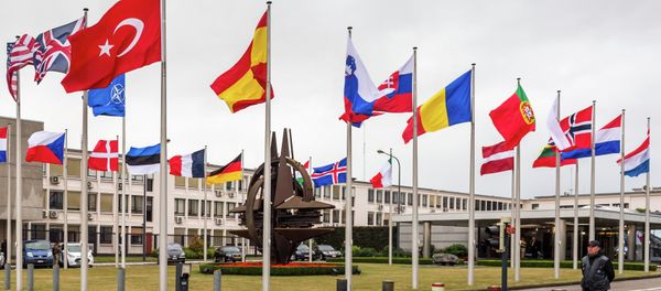 NATO country flags wave outside NATO headquarters in Brussels on Tuesday July 28, 2015. NATO country flags wave outside NATO headquarters in Brussels on Tuesday July 28, 2015. - Sputnik International