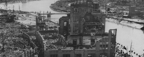 A photo dated September 1945 of the remains of the Prefectural Industry Promotion Building after the bombing of Hiroshima, which was later preserved as a monument. (File) - Sputnik International
