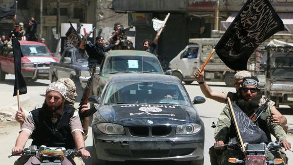 Fighters from Al-Qaeda's Syrian affiliate Al-Nusra Front drive in the northern Syrian city of Aleppo. (File) Fighters from Al-Qaeda's Syrian affiliate Al-Nusra Front drive in the northern Syrian city of Aleppo. (File) - Sputnik International
