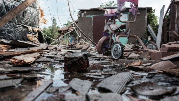 Aftermath of the shelling in Horlivka, Ukraine's Donetsk region Aftermath of the shelling in Horlivka, Ukraine's Donetsk region - Sputnik International