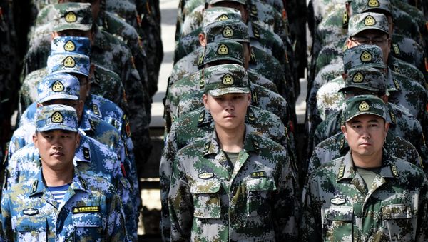 Chinese army soldiers during the rehearsal of the opening ceremony for the International Army Games 2015 at Alabino base outside Moscow Chinese army soldiers during the rehearsal of the opening ceremony for the International Army Games 2015 at Alabino base outside Moscow - Sputnik International