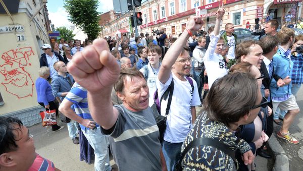 Participants in a protest rally in Moscow - Sputnik International
