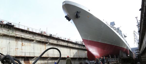 Launch of Admiral Grigorovich frigate into water Launch of Admiral Grigorovich frigate into water - Sputnik International
