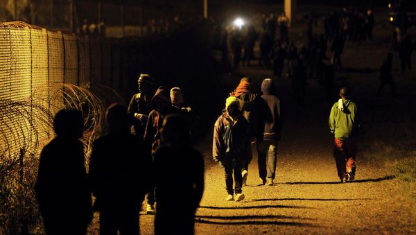 Migrants walk along a fence outside the Eurotunnel area, in Calais, northern France, July 29, 2015 Migrants walk along a fence outside the Eurotunnel area, in Calais, northern France, July 29, 2015 - Sputnik International