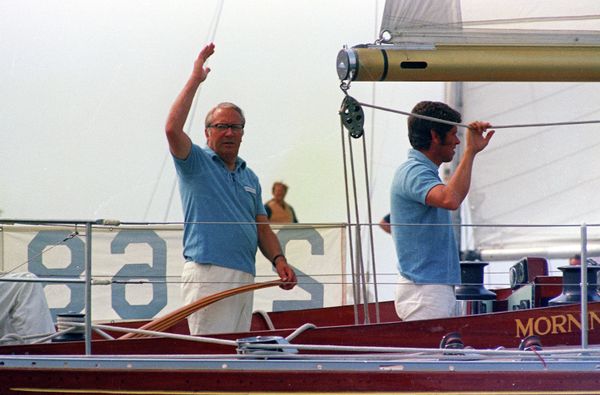 Britain's Prime Minister Edward Heath waves while at the helm of his yacht 'Morning Cloud' during the Admiral's Cup Yacht Race, Cowes, Isle of Wight, England, July 30, 1971 Britain's Prime Minister Edward Heath waves while at the helm of his yacht 'Morning Cloud' during the Admiral's Cup Yacht Race, Cowes, Isle of Wight, England, July 30, 1971 - Sputnik International