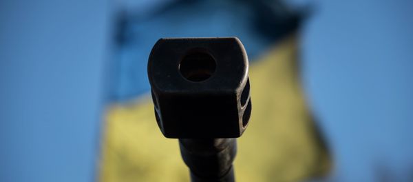 A Ukrainian flag is seen behind a canon near the village of Luhanske, eastern Ukraine, Feb. 24, 2015 A Ukrainian flag is seen behind a canon near the village of Luhanske, eastern Ukraine, Feb. 24, 2015 - Sputnik International