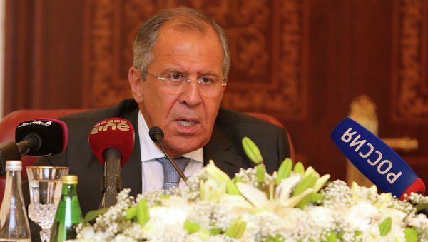 Russia's Foreign Minister Sergey Lavrov speaks during a joint press conference with Qatari Foreign Minister Khalid bin Mohammad Al-Attiyah (unseen) on August 3, 2015 in Doha Russia's Foreign Minister Sergey Lavrov speaks during a joint press conference with Qatari Foreign Minister Khalid bin Mohammad Al-Attiyah (unseen) on August 3, 2015 in Doha - Sputnik International