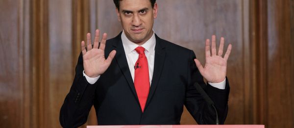 Former Labour Party leader Ed Miliband delivers his resignation at a press conference in Westminster, London, Friday, May 8, 2015. Former Labour Party leader Ed Miliband delivers his resignation at a press conference in Westminster, London, Friday, May 8, 2015. - Sputnik International