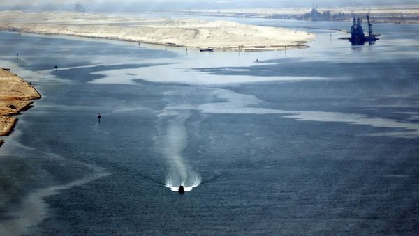 A general view of the Suez Canal is seen from Al Salam Peace bridge on the Ismalia desert road before the opening ceremony of the New Suez Canal, in Egypt - Sputnik International