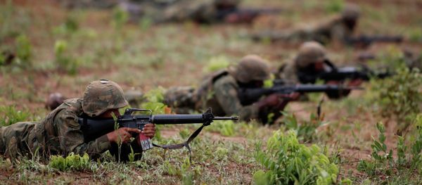 Brazilian Marines take part in a military training in the Formosa Training Camp, in the state of Goias, north of Brasilia, Brazil, Oct. 29, 2014. File photo - Sputnik International