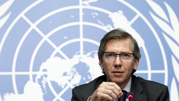 Special Representative of the Secretary-General for Libya and Head of United Nations Support Mission in Libya (UNSMIL) Bernardino Leon speaks at the Palais des Nations in Geneva, August 11, 2015 - Sputnik International