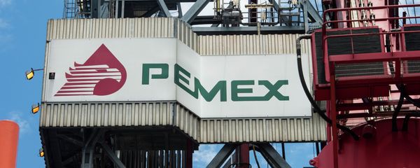 The PEMEX logotype on the tower of the drilling tower of La Muralla IV exploration oil rig, operated by Mexican company Grupo R and working for Mexico's state-owned oil company PEMEX - Sputnik International
