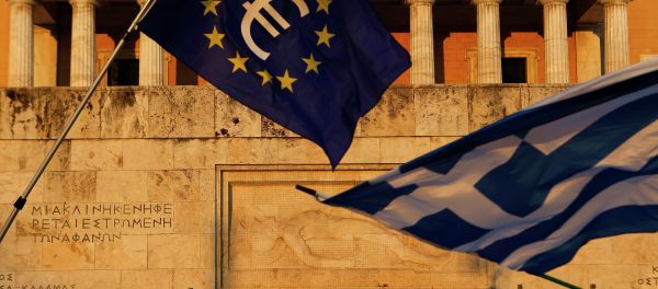 Pro-Euro demonstrators wave a Greek flag, right, and a European Union flag Pro-Euro demonstrators wave a Greek flag, right, and a European Union flag - Sputnik International