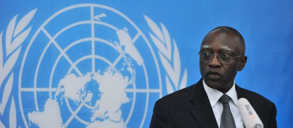 General Babacar Gaye, the United Nations secretary general's representative to Central African Republic, speaks on February 6, 2014, at the BINUCI (United Nations Integrated Peacebuilding Office in the Central African Republic) headquarters in Bangui - Sputnik International