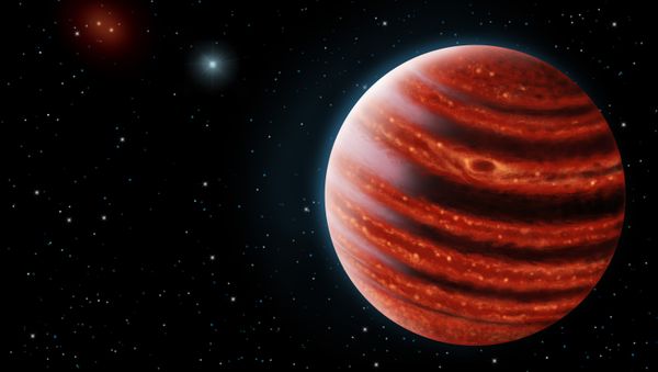 An artistic conception of the Jupiter-like exoplanet, 51 Eri b, seen in the near-infrared light that shows the hot layers deep in its atmosphere glowing through clouds - Sputnik International