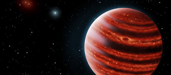 An artistic conception of the Jupiter-like exoplanet, 51 Eri b, seen in the near-infrared light that shows the hot layers deep in its atmosphere glowing through clouds An artistic conception of the Jupiter-like exoplanet, 51 Eri b, seen in the near-infrared light that shows the hot layers deep in its atmosphere glowing through clouds - Sputnik International
