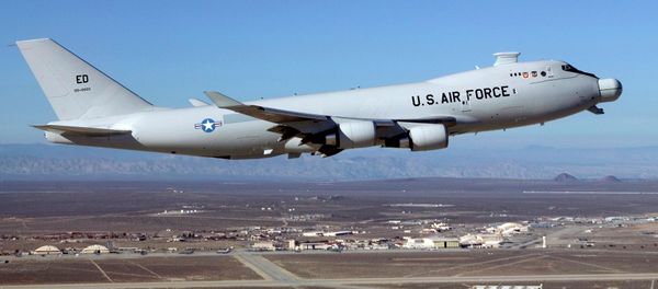 The Airborne Laser Test Bed takes off from Edwards Air Force Base, California, in 2012. The Airborne Laser Test Bed takes off from Edwards Air Force Base, California, in 2012. - Sputnik International