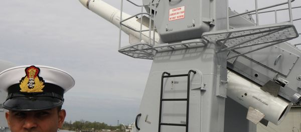 BrahMos missile complex on India's stealth frigate INS Teg (Saber) that was commissioned into the Indian Navy at the Baltic shipyard Yantar, Kaliningrad BrahMos missile complex on India's stealth frigate INS Teg (Saber) that was commissioned into the Indian Navy at the Baltic shipyard Yantar, Kaliningrad - Sputnik International