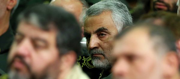 Iranian supreme leader, then chief of the Quds Force of Iran's Revolutionary Guard, Ghasem Soleimani, attends a meeting of the commanders of the Revolutionary Guard with Supreme Leader Ayatollah Ali Khamenei in Tehran, Iran. File photo Iranian supreme leader, then chief of the Quds Force of Iran's Revolutionary Guard, Ghasem Soleimani, attends a meeting of the commanders of the Revolutionary Guard with Supreme Leader Ayatollah Ali Khamenei in Tehran, Iran. File photo - Sputnik International